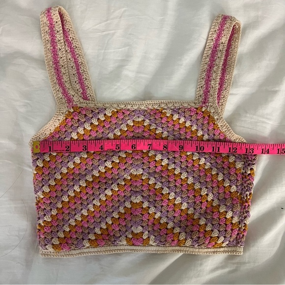 forever 21 Crop Top Grannycore Granny Square Nwt Festival Boho - Picture 5 of 6